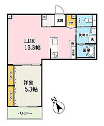 キャメル越谷3 1LDKの間取図画像