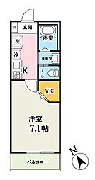 キャメル越谷3 1Kの間取図画像