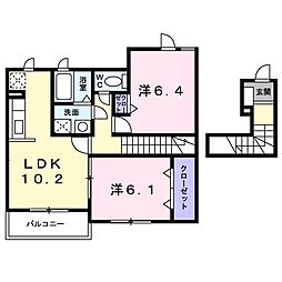 サンメゾン津高 2LDKの間取図画像