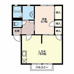 ぱれすよつやB 1LDKの間取図画像