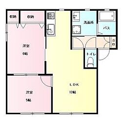 パーシモンC 2LDKの間取図画像