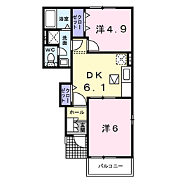 PlacidoCasaA 2DKの間取図画像