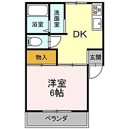 エンジェル2 1DKの間取図画像