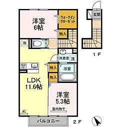 エルグレイスB 2LDKの間取図画像