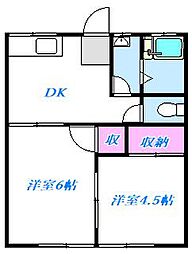 ロイヤルレジデンス 2DKの間取図画像