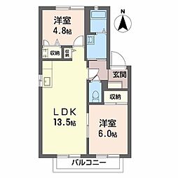 メゾンS・3 2LDKの間取図画像