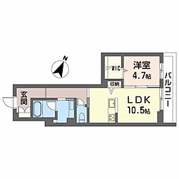 南浜田レジデンス 1LDKの間取図画像