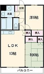 サンライズ吉村1 2LDKの間取図画像
