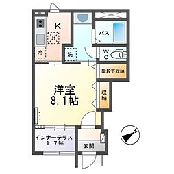 ブリリアント若宮 1Kの間取図画像
