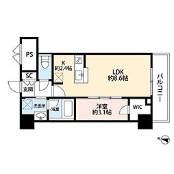 パークソレイユ弐番館 1LDKの間取図画像
