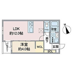 (仮称)リブレ名西一丁目 1LDKの間取図画像