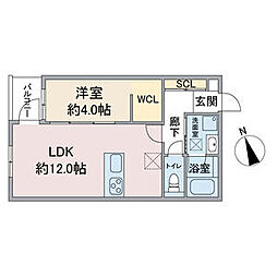 (仮称)リブレ名西一丁目 1LDKの間取図画像