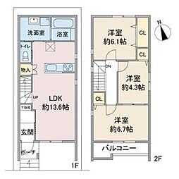 名古屋市西区名西1丁目アパート 3LDKの間取図画像