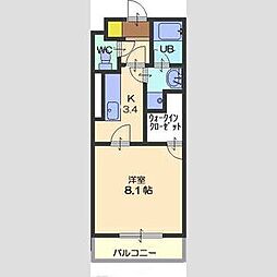 グリシーヌ 1Kの間取図画像