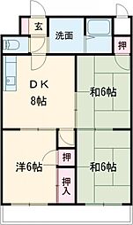 アベニュー黒崎 3DKの間取図画像