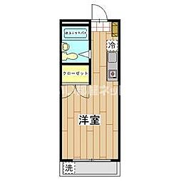 T・Kレジデンス2 1Kの間取図画像