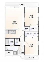 スカイヒルズマンション 2LDKの間取図画像