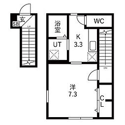 クロノスクウェア 1Kの間取図画像