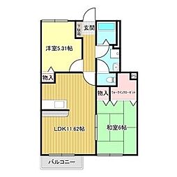 ミレニアム・サンE 2LDKの間取図画像