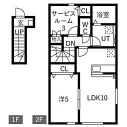 Seresta金ヶ崎 A棟 1SLDKの間取図画像