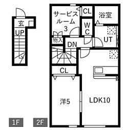 Seresta金ヶ崎 B棟 1SLDKの間取図画像