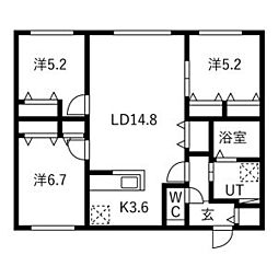 札幌市中央区南二十六条西9丁目マンション 3LDKの間取図画像
