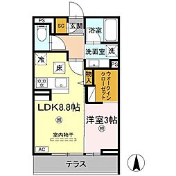 エルミタージュ中央 1LDKの間取図画像