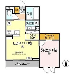 エルミタージュ中央 1LDKの間取図画像