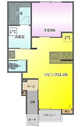 グランツリー連取 南棟 1LDKの間取図画像