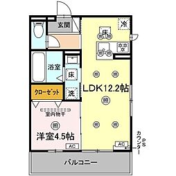 仮)D-ROOM高丘東 1LDKの間取図画像