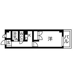 プレステージ高蔵公園 102 1階1Kの間取り