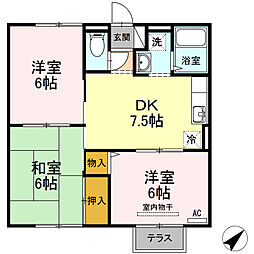 ラプランタン 3DKの間取図画像