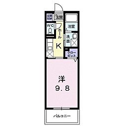 グランデュールアール 1Kの間取図画像