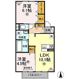 パレット 2LDKの間取図画像