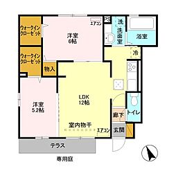 レジデンス　III 1階2LDKの間取り