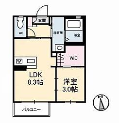 ダンディライオンC 1LDKの間取図画像