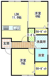 グリーンハイツC 2LDKの間取図画像