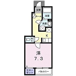メゾンフローラ 1Kの間取図画像