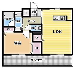 ルークロエ 2階1LDKの間取り