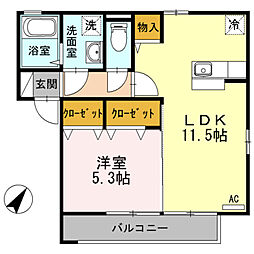 インシャラー 1LDKの間取図画像