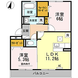 D-room田布施 105 1階2LDKの間取り