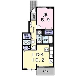 ソラーナ東松戸 1LDKの間取図画像