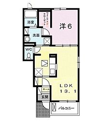 サンピアス三木1 1LDKの間取図画像