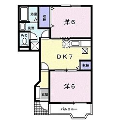 スクエアールート2001 2DKの間取図画像