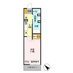 フルール 1Kの間取図画像