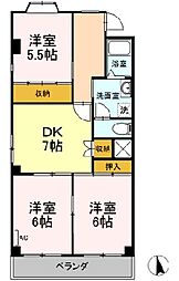 エスプラナード 2階3DKの間取り