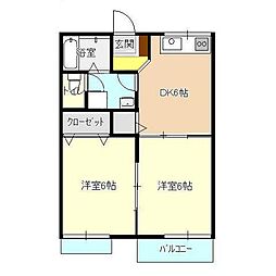 エクセルJ 2DKの間取図画像