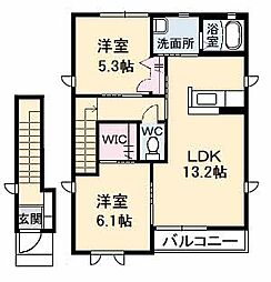 ブランシェーJ 2LDKの間取図画像