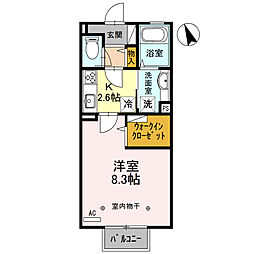 ショコラガーデン 1Kの間取図画像