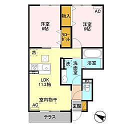 グランプレジールB 2LDKの間取図画像